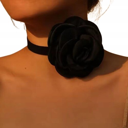 Stylowy Kwiatowy Naszyjnik Choker Z Dużym Kwiatem Róży Punk Gothic (1)