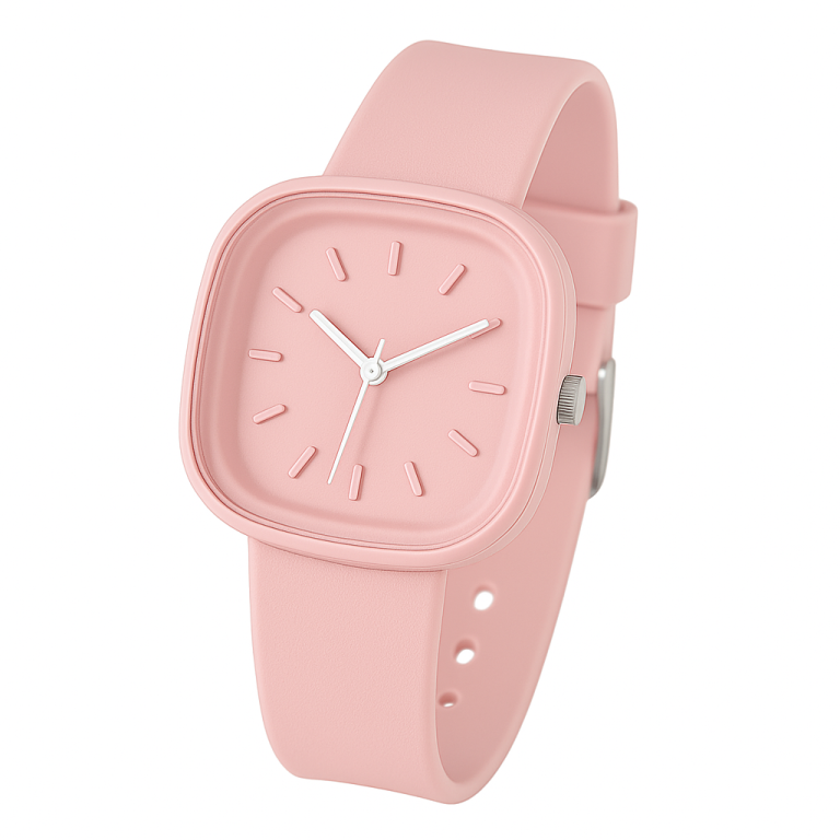 Stylowy Damski Zegarek Pastelowy Różowy Minimalistyczny Design (1)