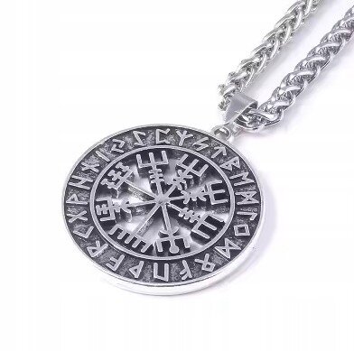 Srebrny Naszyjnik Viking Kompas Vegvisir Runes Nordic (2)