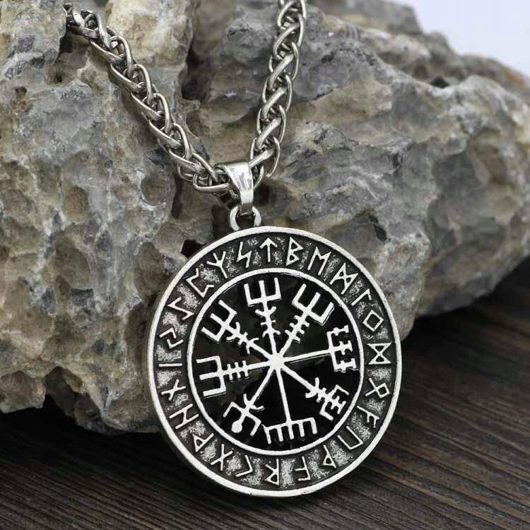 Srebrny Naszyjnik Viking Kompas Vegvisir Runes Nordic (6)