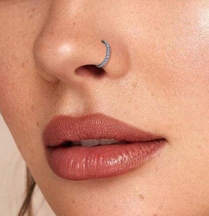 Tytanowy Kolczyk Clicker PIERCING Kształt D Cyrkonie HELIX Lobe 1,2/8-10 (3)