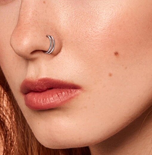Złoty Tytanowy Kolczyk Clicker PIERCING Podwójne kółko HELIX Lobe 1,2/8-10 (3)