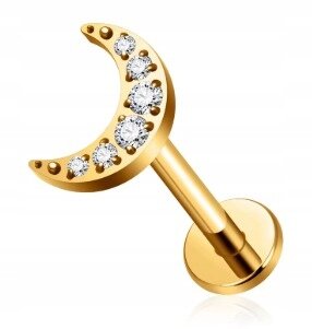 Tytanowy Kolczyk Labret PIERCING z Cyrkoniami Księżyc HELIX Lobe (1)