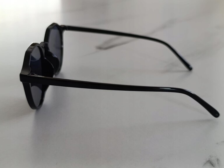 Okulary przeciwsłoneczne damskie męskie czarne okrągłe UV400 retro modne (7)
