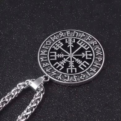 Srebrny Naszyjnik Viking Kompas Vegvisir Runes Nordic (4)