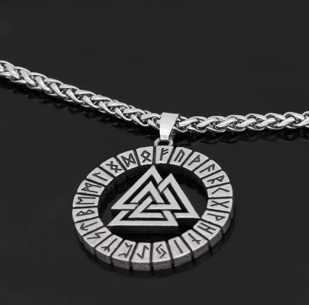 Srebrny Naszyjnik Nordic Viking Runes Łańcuszek STAL Punk Gothic (5)
