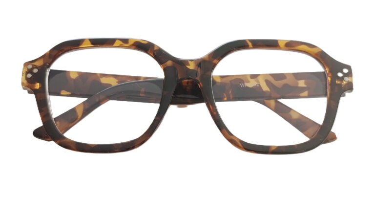 Modne okulary zerówki oprawki damskie tortoise havana, kwadratowe (2)