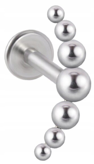 LABRET Śliczny Kolczyk z Kuleczkami SS316L 1,2/8 (1)