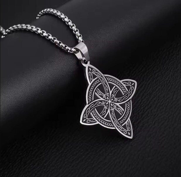 Srebrny Naszyjnik Vintage Amulet Celtycki Łańcuszek STAL Punk Gothic (4)