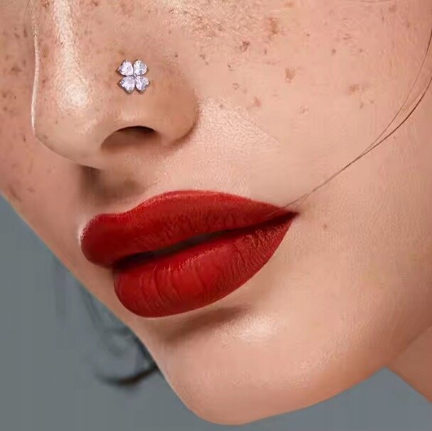 Tytanowy Kolczyk Labret PIERCING Cyrkonie KWIAT SERDUSZKA HELIX Lobe (7)