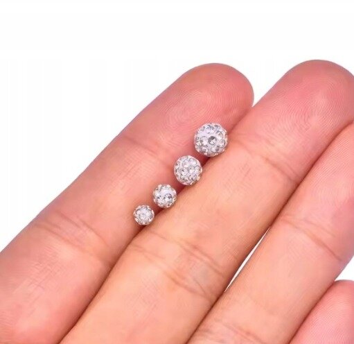 Tytanowy Kolczyk Labret PIERCING Kula z Cyrkoniami HELIX Lobe 1,2/6-10/3 MM (4)