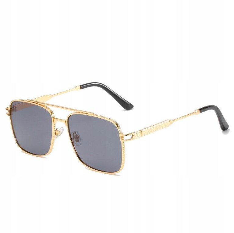 Okulary Przeciwsłoneczne Damskie Męskie Złote Pilotki Aviator UV400 (4)