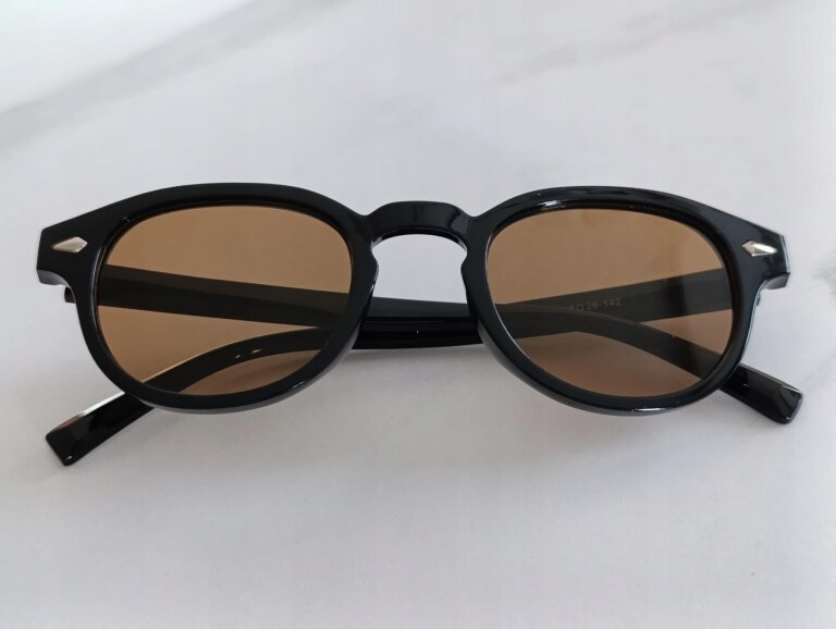 Okulary Przeciwsłoneczne Damskie Męskie Czarne UV400 Brązowe Szkła Retro (8)