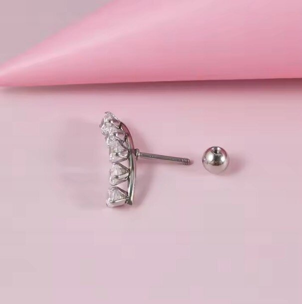 Kolczyk do Ucha PIERCING Helix Cyrkonie Stal Ch 316L (2)
