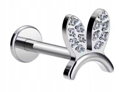 Tytanowy Kolczyk Labret PIERCING Cyrkonie Uszy Króliczek HELIX Lobe (1)