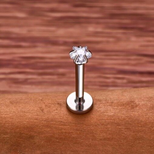 Tytanowy Kolczyk Labret PIERCING z cyrkonią Gwiazdka HELIX Lobe 1,2/6-10/3 MM (3)