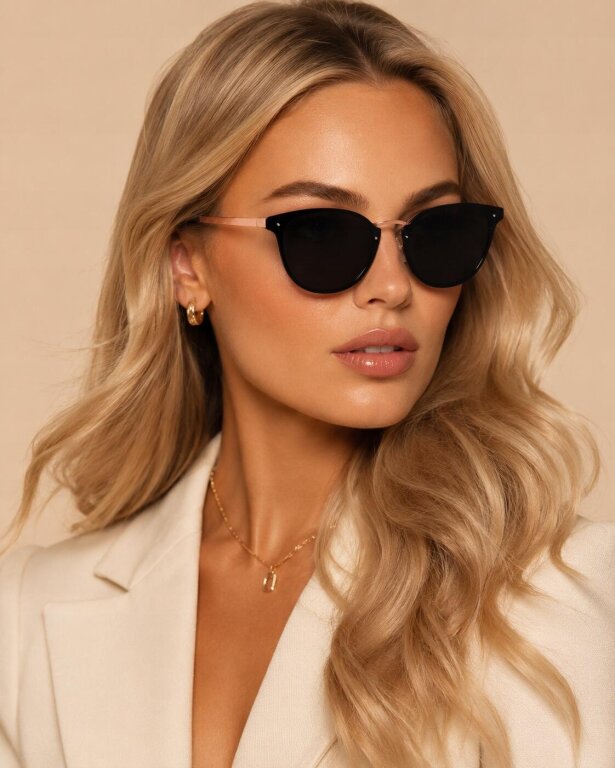 Eleganckie Okulary Przeciwsłoneczne Czarne Złote Unisex UV400 (3)