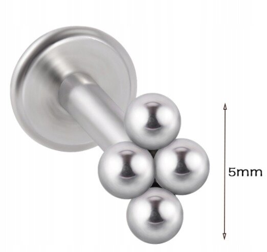 LABRET Śliczny Kolczyk z Kuleczkami SS316L 1,2/8 (2)