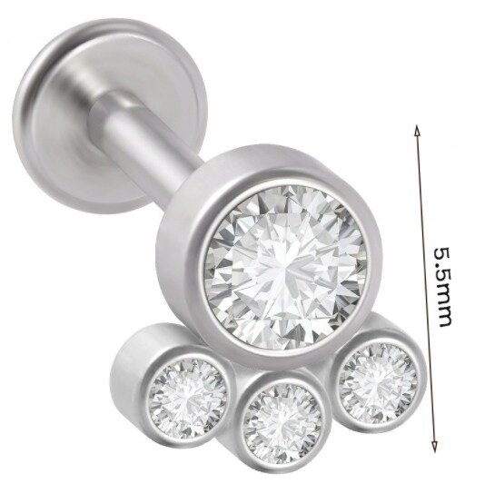 LABRET Śliczny Kolczyk z Cyrkoniami SS316L 1,2/8 (2)