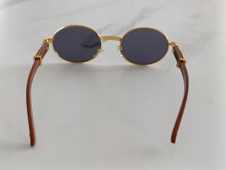Okulary Przeciwsłoneczne Damskie Okrągłe Vintage Retro Steampunk Złote (8)