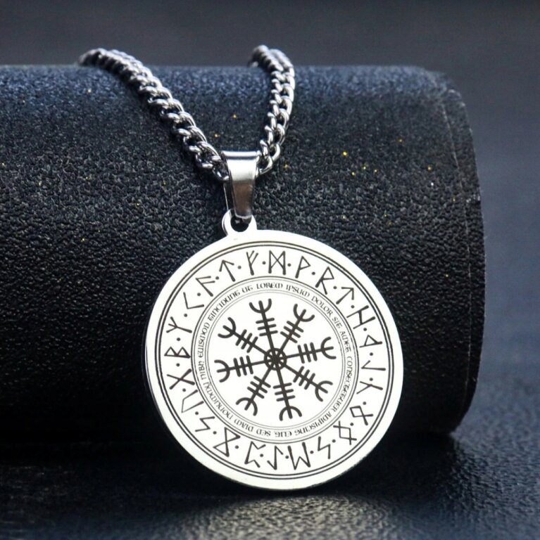 Viking Naszyjnik Kompas Vegvisir Runes Nordic (4)
