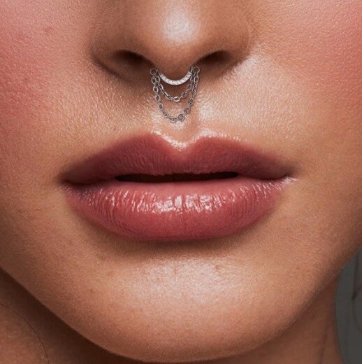 Tytanowy Kolczyk Clicker PIERCING z Łańcuszkiem Cyrkonie HELIX Lobe 1,2/8-10 (9)