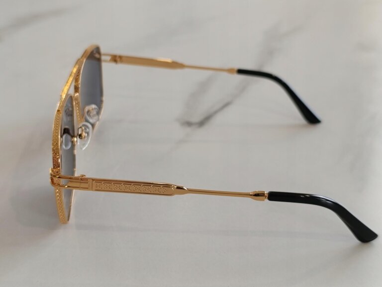 Okulary Przeciwsłoneczne Damskie Męskie Złote Pilotki Aviator UV400 (8)