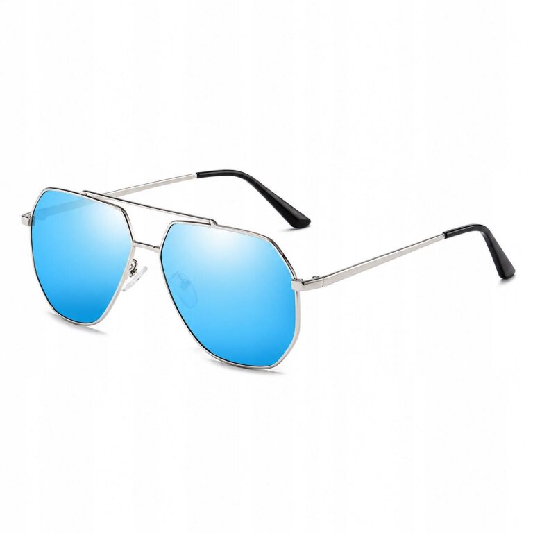 Okulary Przeciwsłoneczne Aviator Premium Srebrne geometryczne, metalowe (4)