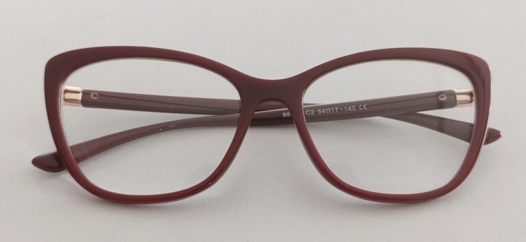Okulary Zerówki damskie cat-eye bordowe eleganckie (3)