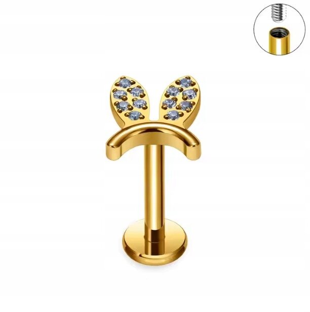 Tytanowy Kolczyk Labret PIERCING Cyrkonie Uszy Króliczek HELIX Lobe (3)