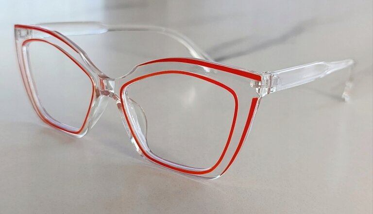 Eleganckie Okulary Zerówki Antiblue Transparentne designerskie typu Cat Eye (6)