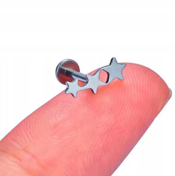 Tytanowy Kolczyk Labret PIERCING Gwiazda Gwiazdki HELIX Lobe (3)