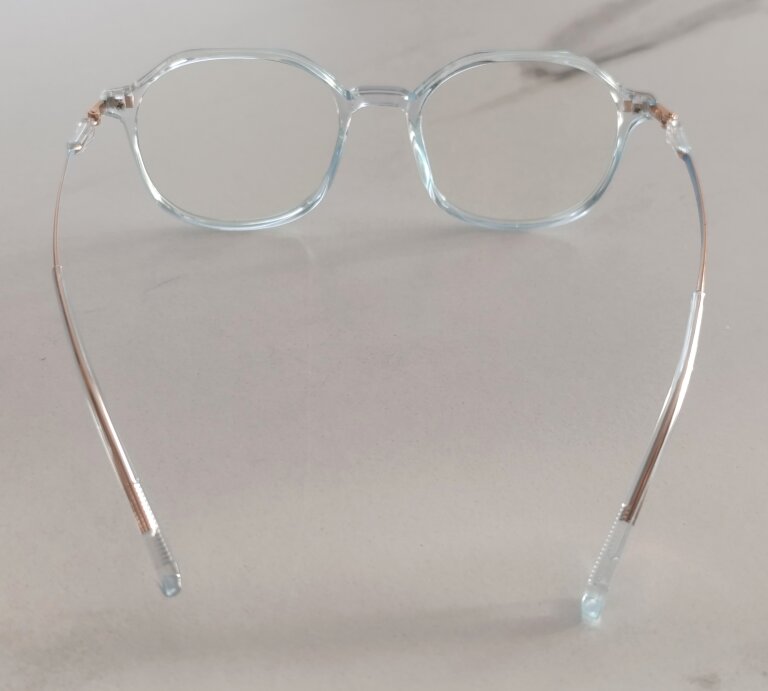 Stylowe okulary zerówki damskie niebiesko-złote elegancki lekka oprawa (8)