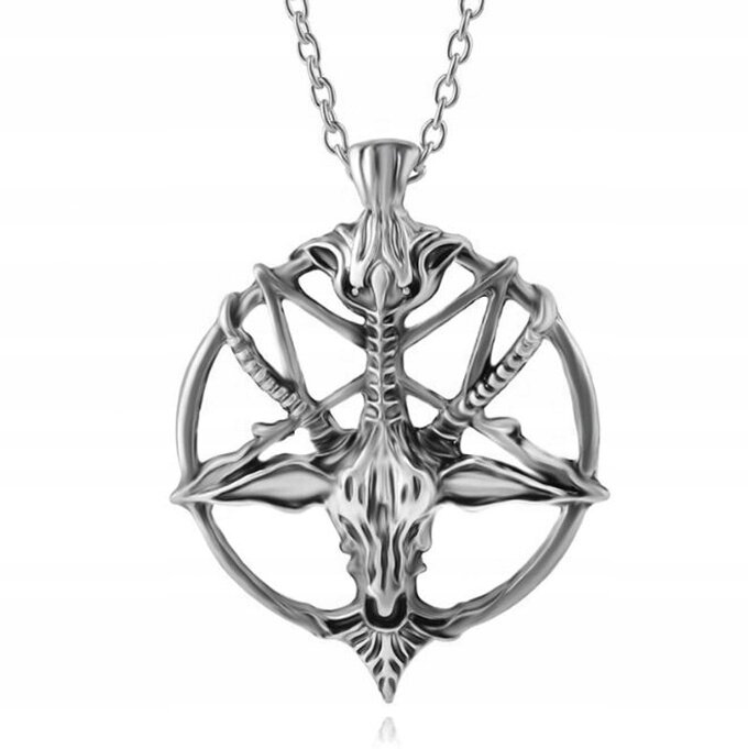Viking Pentagram Głowa Kozy Naszyjnik Amulet (2)