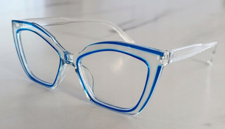Eleganckie Okulary Zerówki Antiblue Transparentne designerskie typu Cat Eye (6)