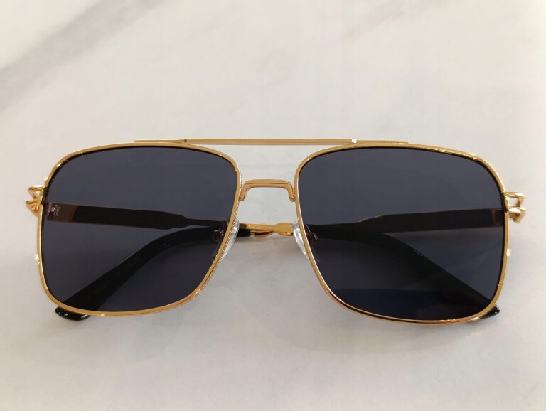 Okulary Przeciwsłoneczne Damskie Męskie Złote Pilotki Aviator UV400 (5)