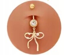 KOLCZYK DO PĘPKA Kokardka z Cyrkoniami PIERCING Biżuteria Stal Ch 316L (2)