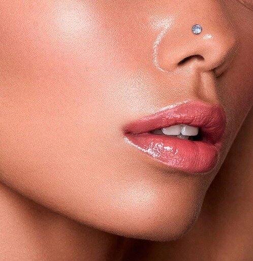 Tytanowy SREBRNY Kolczyk do Nosa z Cyrkonią NOSTRIL PIERCING 0,8/7/2-3 mm (4)