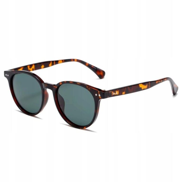 Okulary Przeciwsłoneczne Unisex Szylkretowe Okrągłe Brązowe UV400 (4)