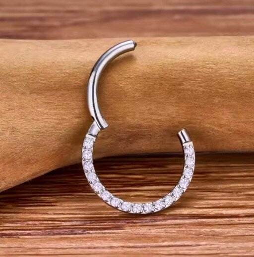 Tytanowy Kolczyk Clicker PIERCING kółko Cyrkonie Septum HELIX Lobe 1,2/8-10 (2)