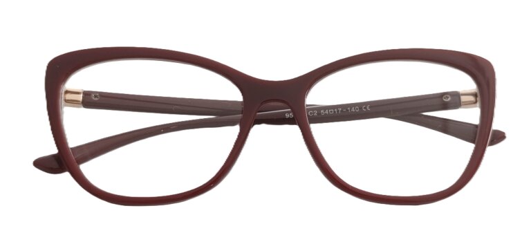 Okulary Zerówki damskie cat-eye bordowe eleganckie (2)
