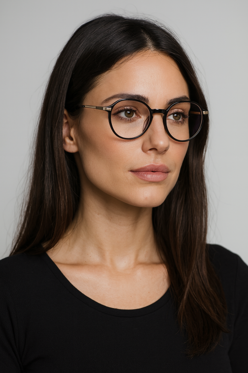 Stylowe okulary zerówki damskie czarno-złote elegancki design, lekka oprawa (10)