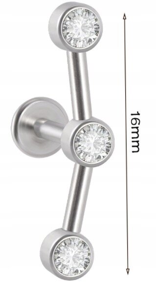 LABRET Śliczny Kolczyk z Cyrkoniami SS316L 1,2/8 (2)