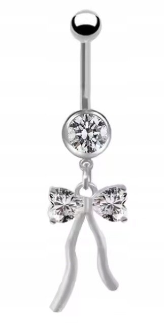 KOLCZYK DO PĘPKA Kokarda z Cyrkoniami PIERCING Biżuteria Stal Ch 316L (1)