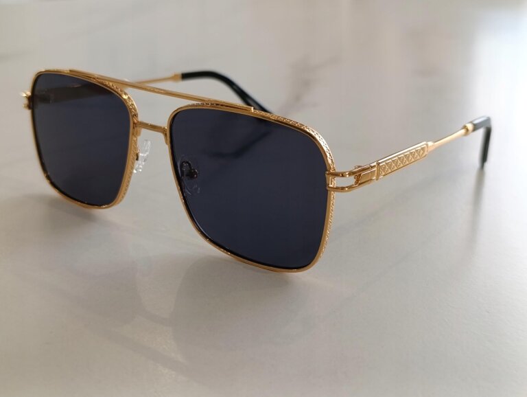 Okulary Przeciwsłoneczne Damskie Męskie Złote Pilotki Aviator UV400 (7)