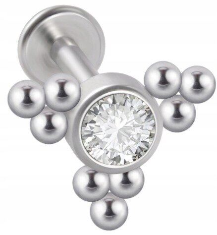 LABRET Śliczna Cyrkonia z Kuleczkami SS316L 1,2/8 (1)