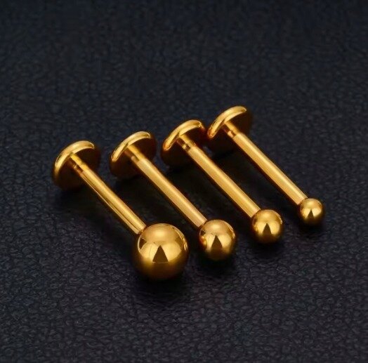 Tytanowy Kolczyk Labret z Kuleczką ZŁOTY PIERCING 1,2/6-10/2-4 mm (4)