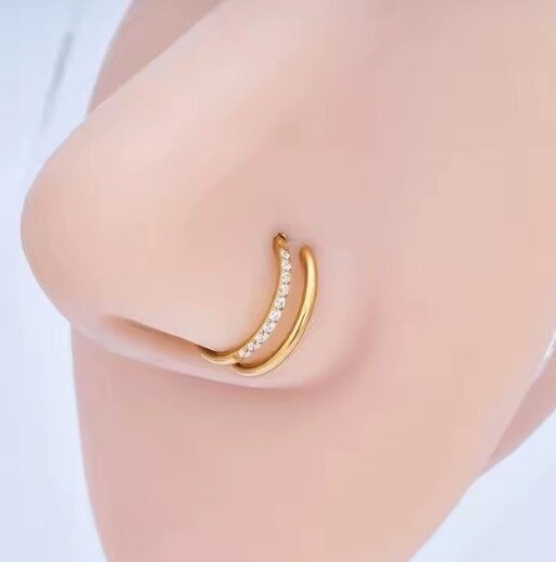 Tytanowy Kolczyk Clicker PIERCING Podwójne kółko Cyrkonie HELIX Lobe 1,2/8-10 (3)