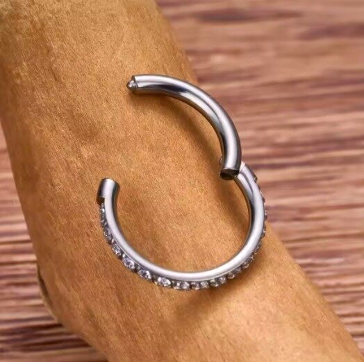 Tytanowy Kolczyk Clicker PIERCING kółko Cyrkonie Septum HELIX Lobe 1,2/8-10 MM (2)