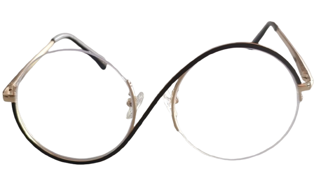Czarno-złote okulary zerówki damskie „infinity” – lekkie, unikatowe oprawki (2)